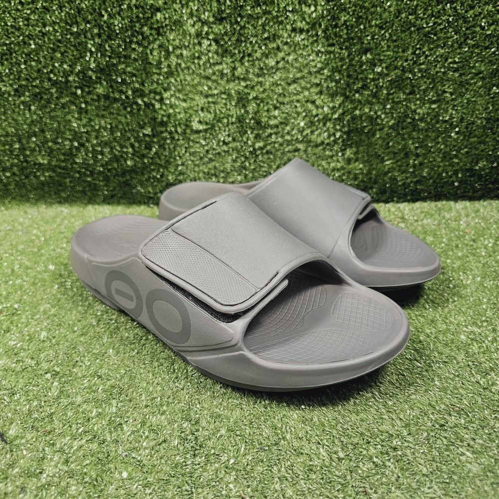 OOFOS OOahh Sport Flex Gray Adjustable Athletic Recovery Sandals Mens 11